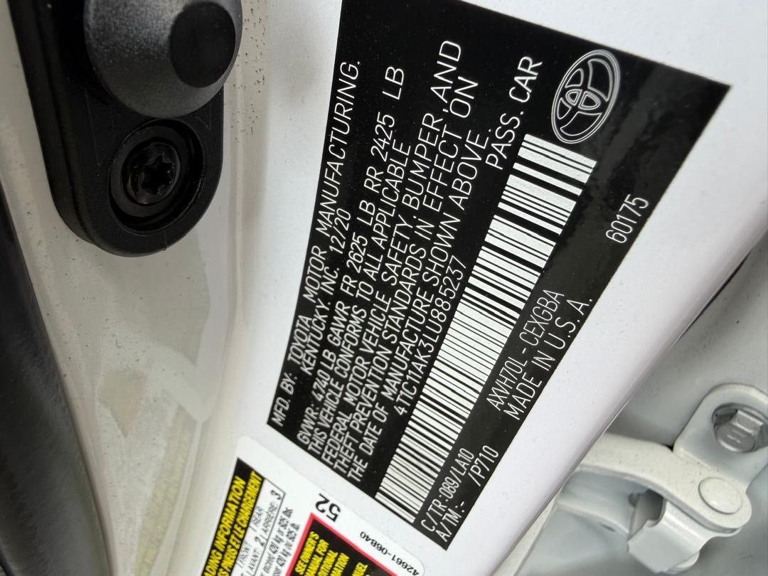 2021 Toyota Camry | White | 2.5L | VIN: 4T1C11AK3LU885237